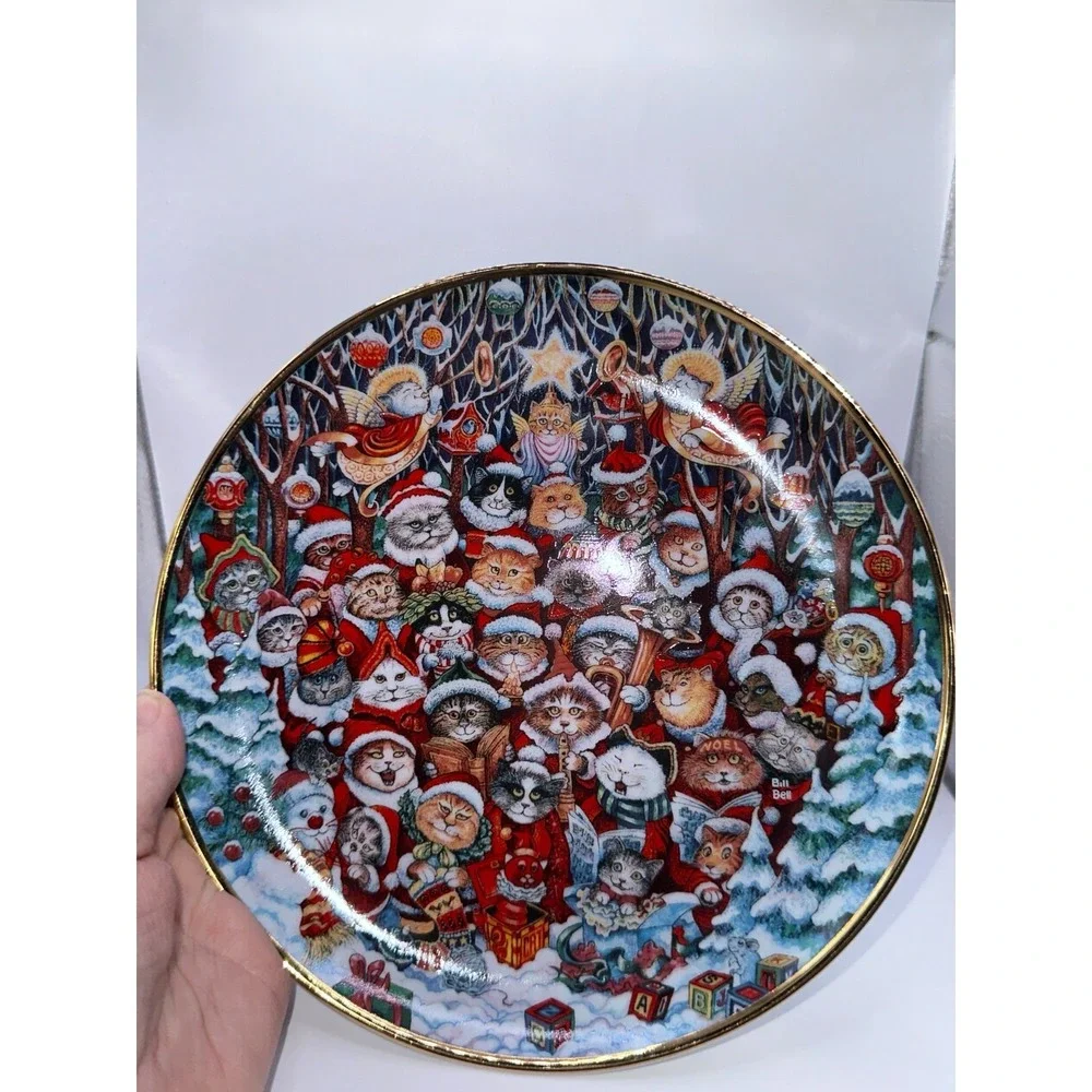 Franklin Mint Bill Bell Christmas Cat Plate Santa Claws‎ Limited Edition #G7401